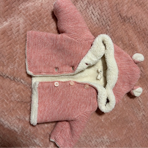 Baby Gap thick Sherpa lined bear button up jacket 0-3 months - Picture 4 of 7